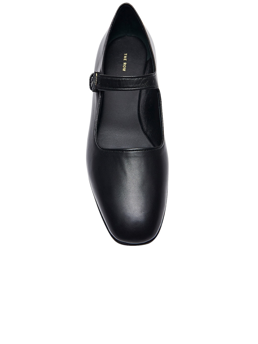 The Row Ava Black Leather Mary Jane Strap Loafer